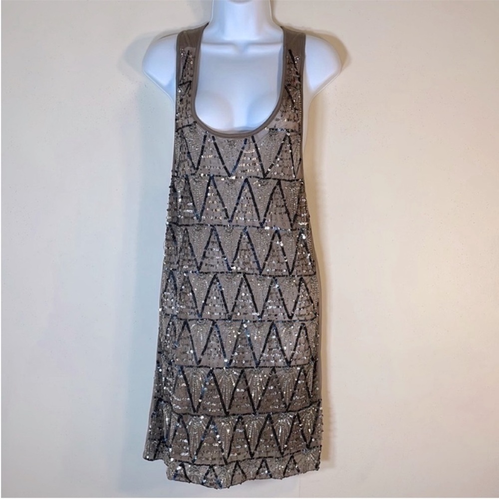 GREYLIN Glitter Sequined and Beaded Cocktail Dress. M. NWT. $168!